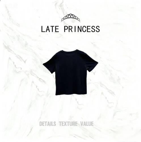 LATE PRINCESS【星冰乐】夏季新款百搭时尚圆领奶茶杯T恤