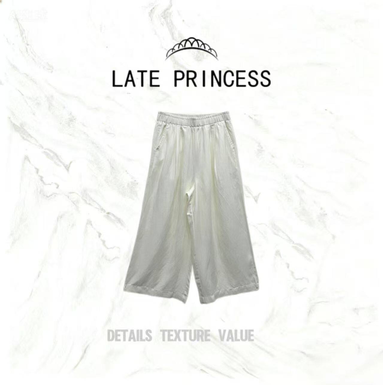 LATE PRINCESS【夏日风情】夏装新款时尚高腰阔腿休闲裤