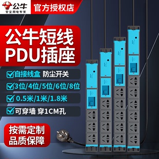 1米机房排插铝合金工业电源多孔插线板 公牛pdu机柜插座短线0.5