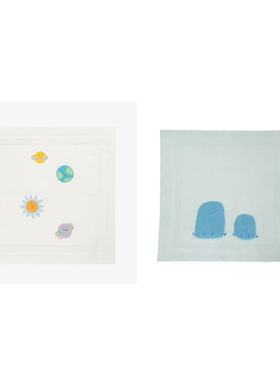 现货stella童装25秋冬婴儿宝宝浅绿色毯子包裹盖被卡通纯棉