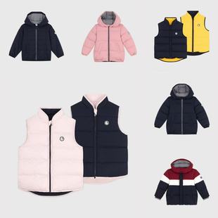 现货Petit 25秋冬儿童外套上衣拉链连帽棉服马甲 Bateau童装