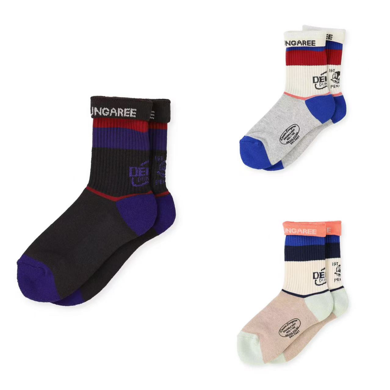 日系儿童条纹可爱中筒袜