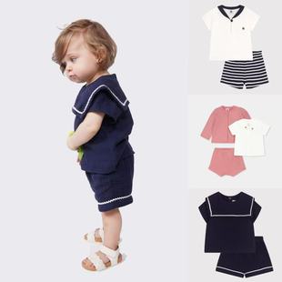 亲肤套装 现货Petit 学院风短裤 25春夏婴儿短袖 Bateau童装