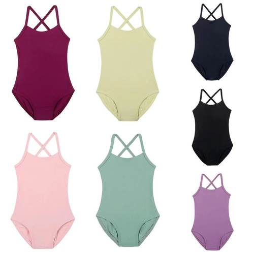 现货韩国PEPI儿童芭蕾舞芭蕾服练习优雅吊带交叉连体衣修身