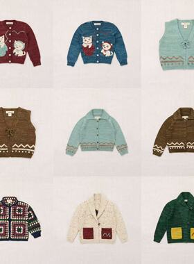 部分现货Misha & Puff童装25秋冬儿童长袖毛衣针织开衫复古上衣