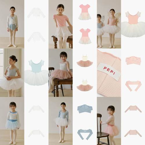 现货PEPI儿童芭蕾舞开衫圆领纯色芭蕾舞练功夫甜美长袖针织衫