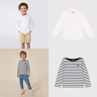 T恤圆领条纹男童 25秋冬长袖 现货Petit Bateau童装