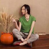 夏短袖 纯棉针织衫 休闲 爆款 女斯琴风宽松百搭文艺 包邮 大码