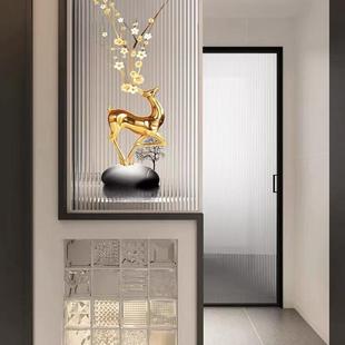 奶油风简约现代半墙艺术长虹玻璃屏风隔断卫生间干湿区洗手台客厅