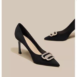 绒面高跟鞋女2026年新款职业细跟黑色不累脚高级感绝美配裙子单鞋