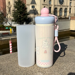 硅胶水壶套蛋糕小白狗浮球杯650ml保温杯套杯垫吸管杯防摔透明保