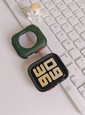 适用苹果applewatch891011手表保护壳iwatch67SE防摔半包软硅胶套