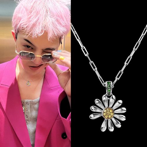 GD权志龙同款满钻雏菊向日葵项链轻奢小众度假风适合秋冬的锁骨链