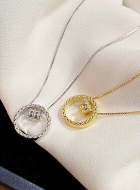 韩系ins车花圆圈小蛮腰项链女款2026新款轻奢简约气质闺蜜锁骨链