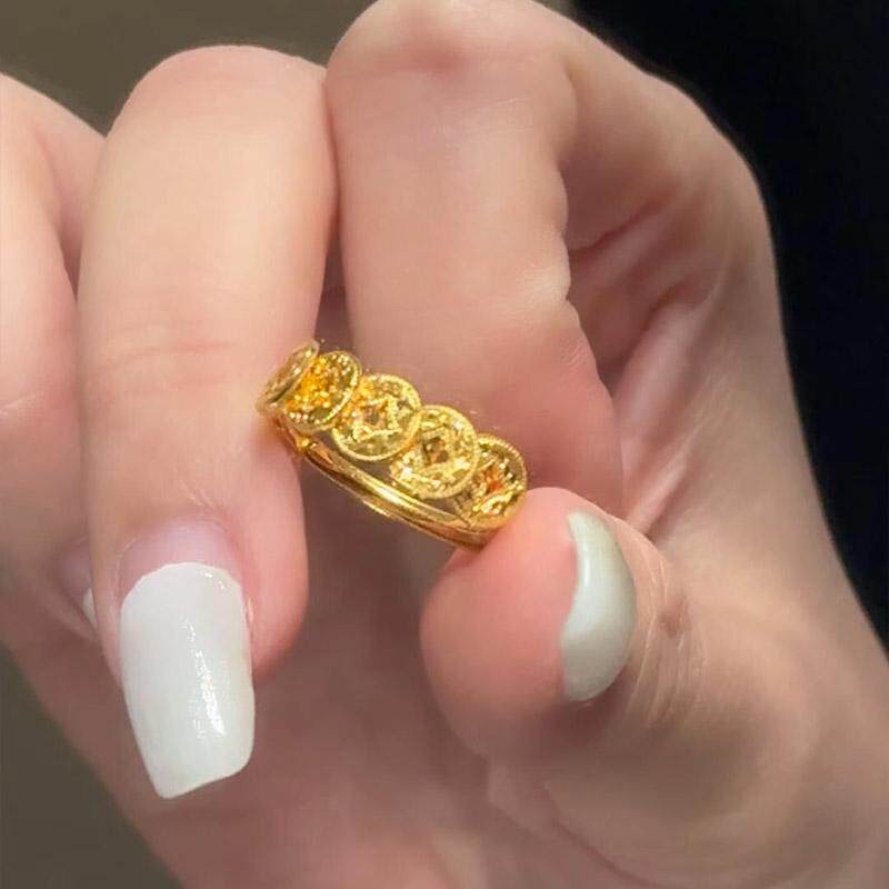 钱多多五帝钱碎冰冰戒指女腰缠万贯新中式铜钱旺财运轻奢小众设计