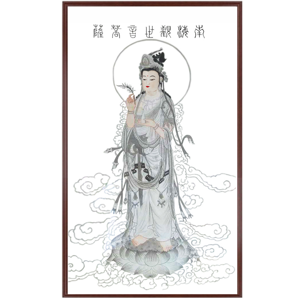 精品新款白底观音菩萨系列十字绣套件清晰印花简单易绣送绣图工具
