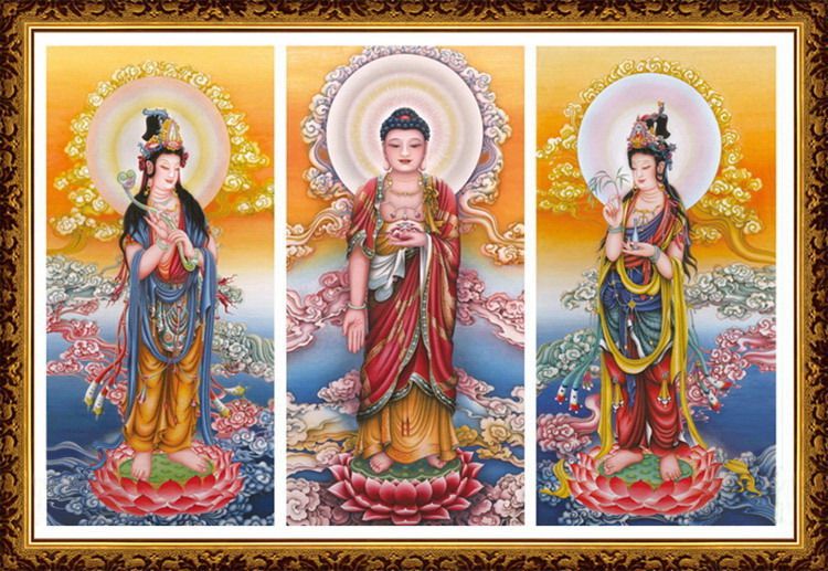 钻石画满钻观音如来佛祖十字绣新款佛像宗教西方三圣精品砖石秀
