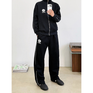 秋冬 运动休闲长裤 BurnBro重磅480G加绒加厚卫裤 男女直筒宽松美式