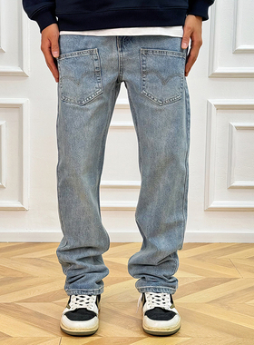 BurnBro美式复古水洗牛仔裤男女vintage直筒百搭休闲长裤cleanfit