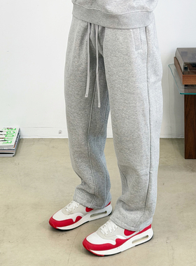 BurnBro秋冬美式运动卫裤加绒男女宽松直筒休闲裤保暖抓绒长裤子