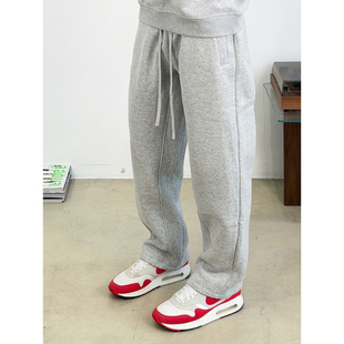 BurnBro秋冬美式运动卫裤加绒男女宽松直筒休闲裤保暖抓绒长裤子