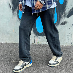 拖地阔腿裤 秋冬休闲长裤 子男 高街垂坠感直筒宽松百搭运动卫裤 美式