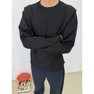 BurnBro户外运动速干华夫格圆领长袖T恤男女休闲百搭弹力打底衫潮