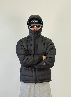 BurnBro防泼水轻薄保暖90白鸭绒连帽羽绒服男女宽松面包服外套冬