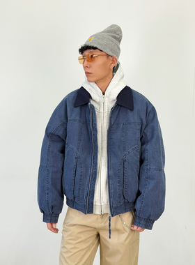 BurnBro巴恩风复古vintage羽绒服男美式水洗帆布加厚工装夹克外套