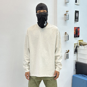 BurnBro美式 潮 情侣款 重磅425g纯棉长袖 t恤男宽松小领口纯色打底衫