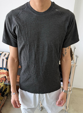 BurnBro MVT运动健身弹力训练透气速干短袖无缝提花小领口圆领T恤