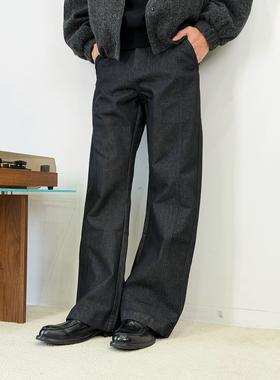 BurnBro美式水洗原牛复古646微喇牛仔裤男女直筒百搭黑色休闲裤子