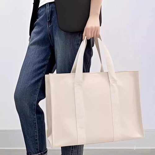 原创大容量帆布包女2025新款手提托特包学生上课通勤上班公文包