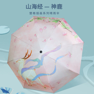 防晒伞女黑胶隔热不透光防紫外线太阳伞三折抗风便携晴雨伞太阳伞