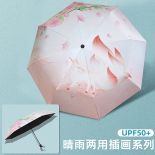 太阳伞女防紫外线遮阳防晒伞双人伞黑胶隔热便携折叠抗风晴雨伞