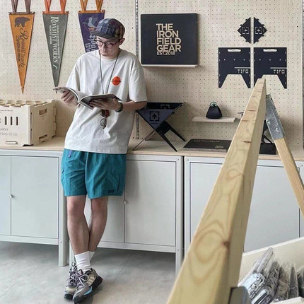 VicxxClothing出品巴塔家夏季纯色宽松透气休闲梭织短裤五分裤男
