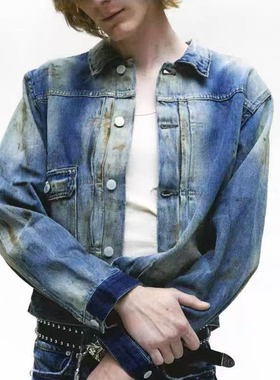 VicxxClothing出品ERD.忧郁富二代脏洗水洗做旧复古牛仔夹克外套