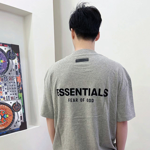 FEAR GOD T恤潮 FOG ESSENTIALS植绒印花宽松纯色休闲夏季 短袖