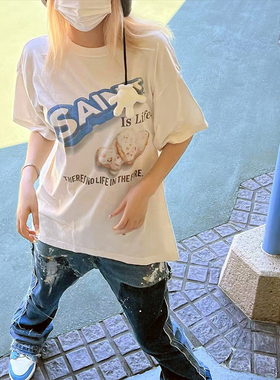 Saint Michael恶搞Oreo奥利奥曲奇饼干水洗复古宽松圆领短袖T恤潮