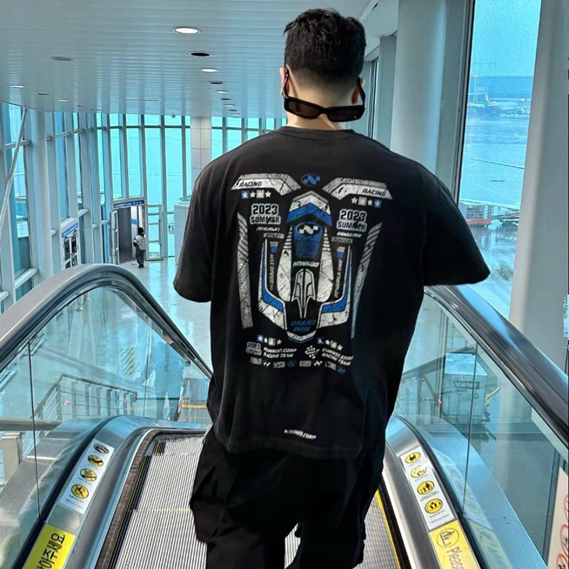 Nonnod水洗面料赛车印花短袖T恤