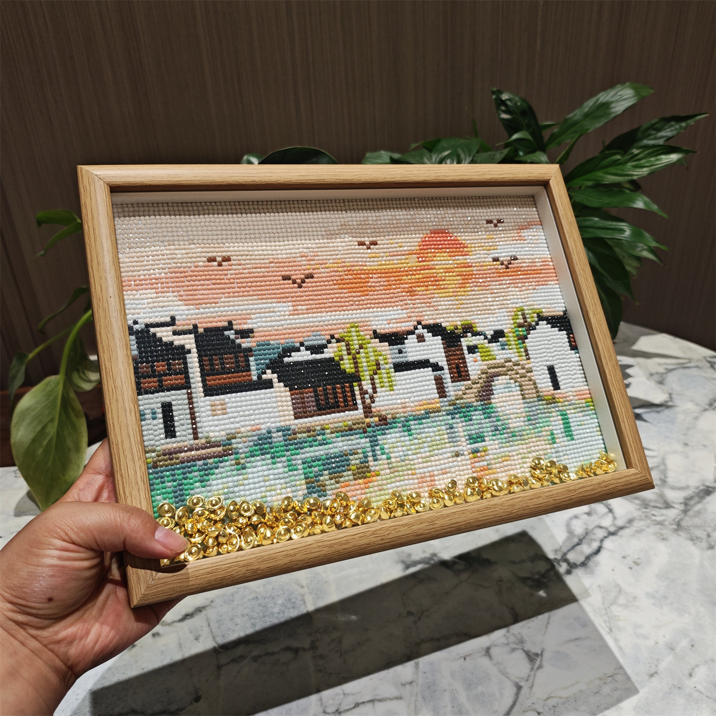 江南水乡【送画框】2026新款钻石画风景客厅手工钻石绣高颜值摆件
