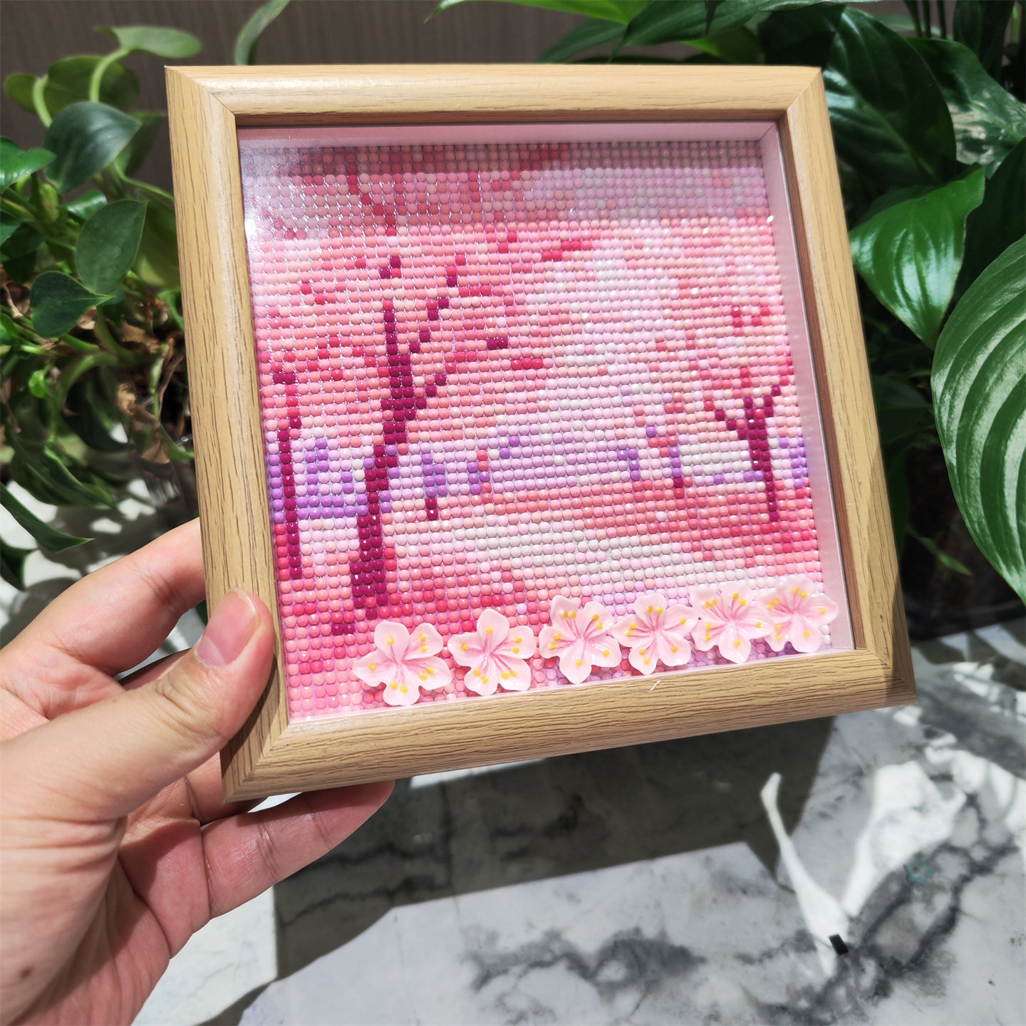 樱花树林钻石画【送画框】油画风景2026新款手工小幅钻石绣摆台