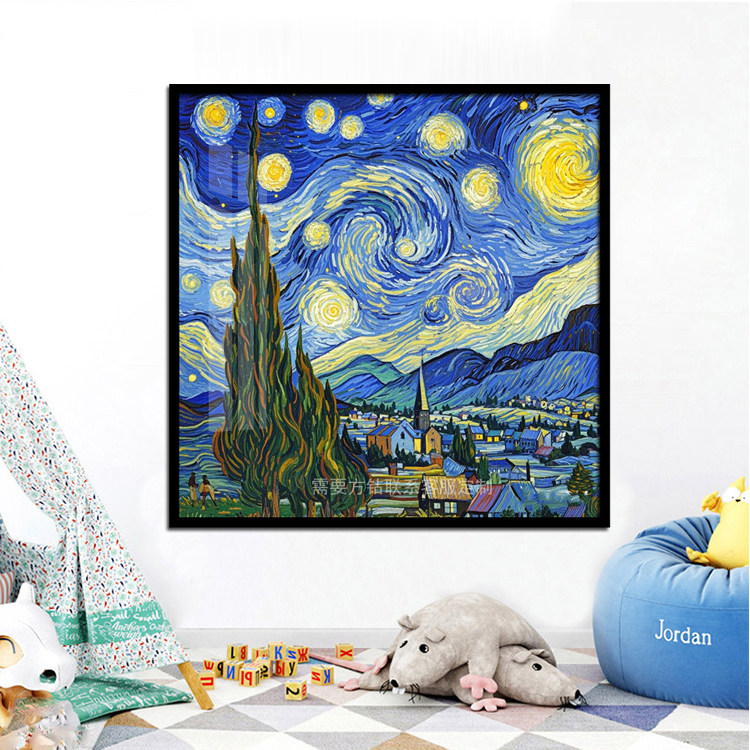 世界名画星月夜梵高抽象钻石画