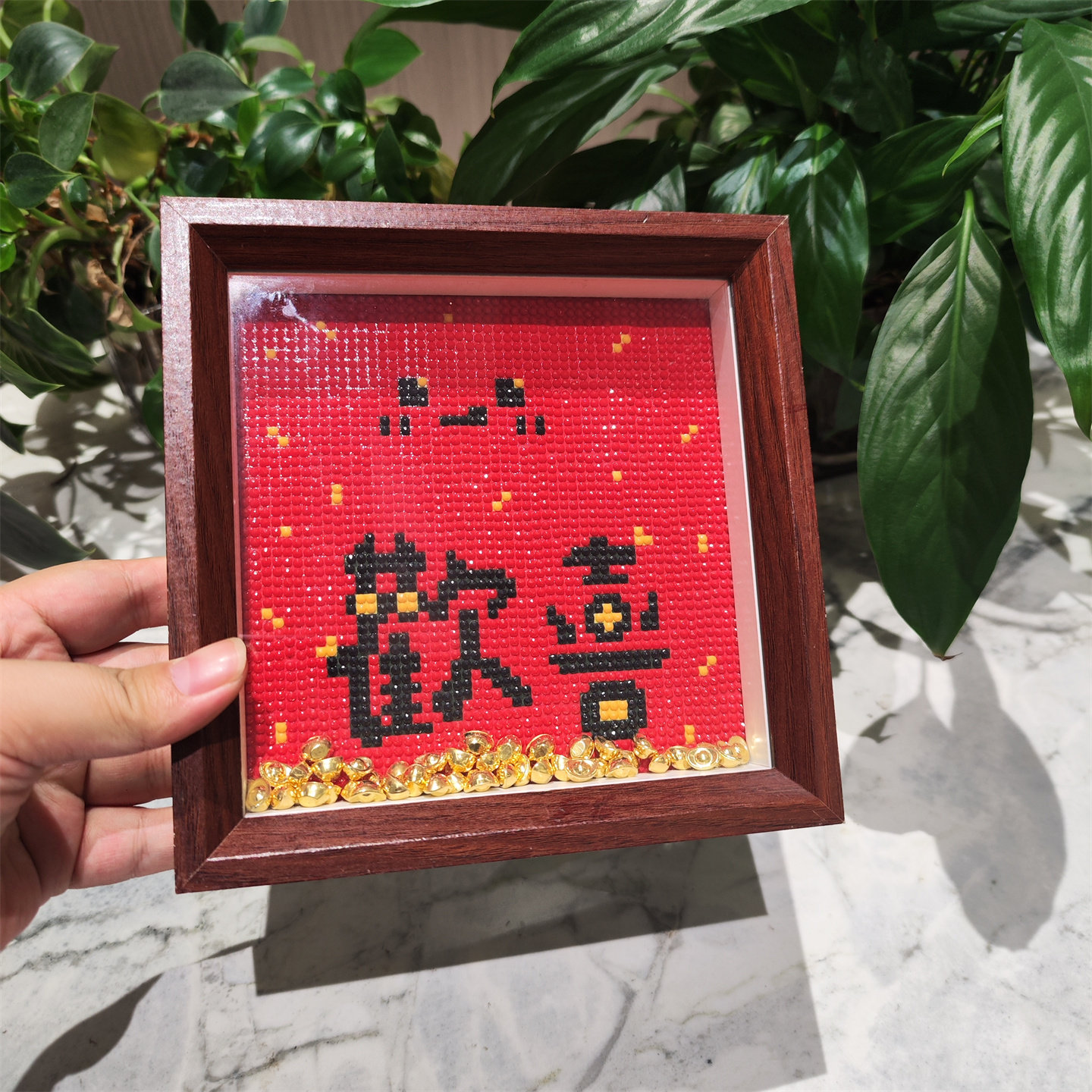 2025新款平安喜乐石画满钻手工diy粘钻画桌面中式摆台小满胜万全