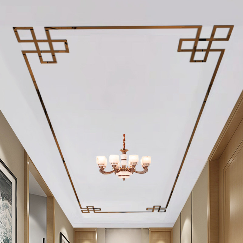 新中式吊顶装饰 中国风天花板顶角线角花自粘墙贴边框亚克力墙贴