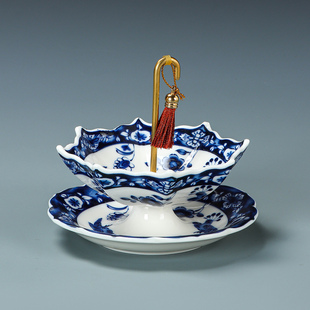 青花雨伞茶漏茶滤陶瓷茶叶创意过滤网茶道陶瓷配件茶桌茶台装饰品