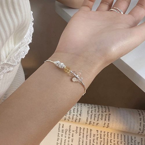 925纯银天然黄水晶白水晶手链