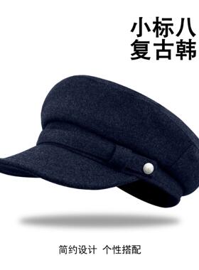 2025新款英伦复古平顶八角帽韩系高级感帽子秋冬时尚百搭报童帽子