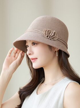 草编法式帽子女夏季海边度假新款大头围防晒遮太阳草帽妈妈渔夫帽