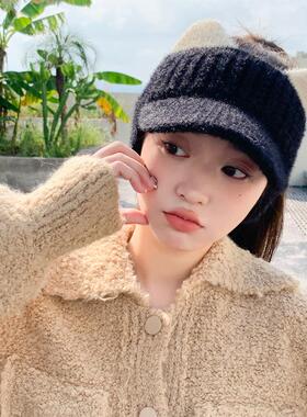 帽子女2026秋冬季加厚护耳防寒针织毛线帽保暖空顶毛绒运动鸭舌帽